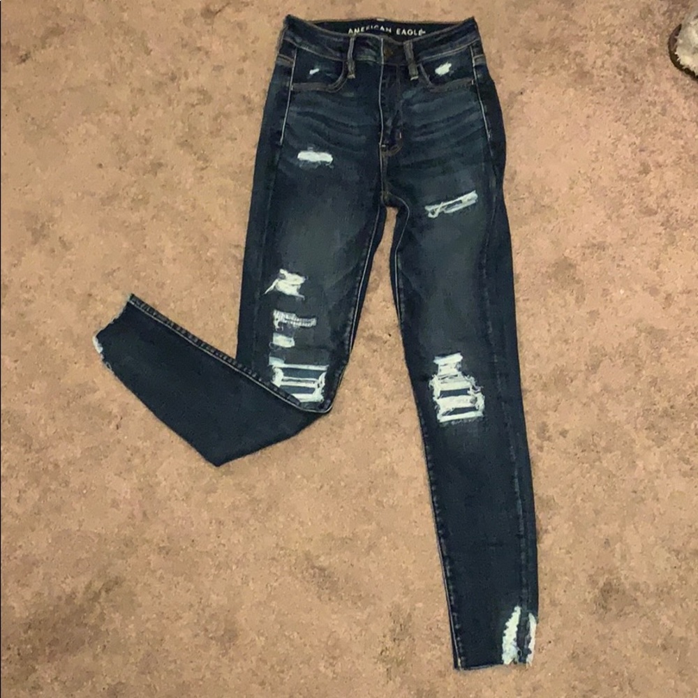 Dark wash super high rise jegging